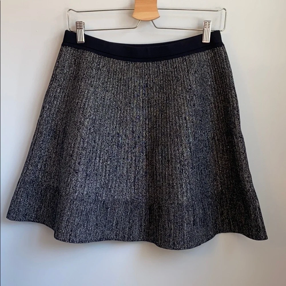 Rebecca Taylor Metallic Ribbed Knit Skirt SZ M